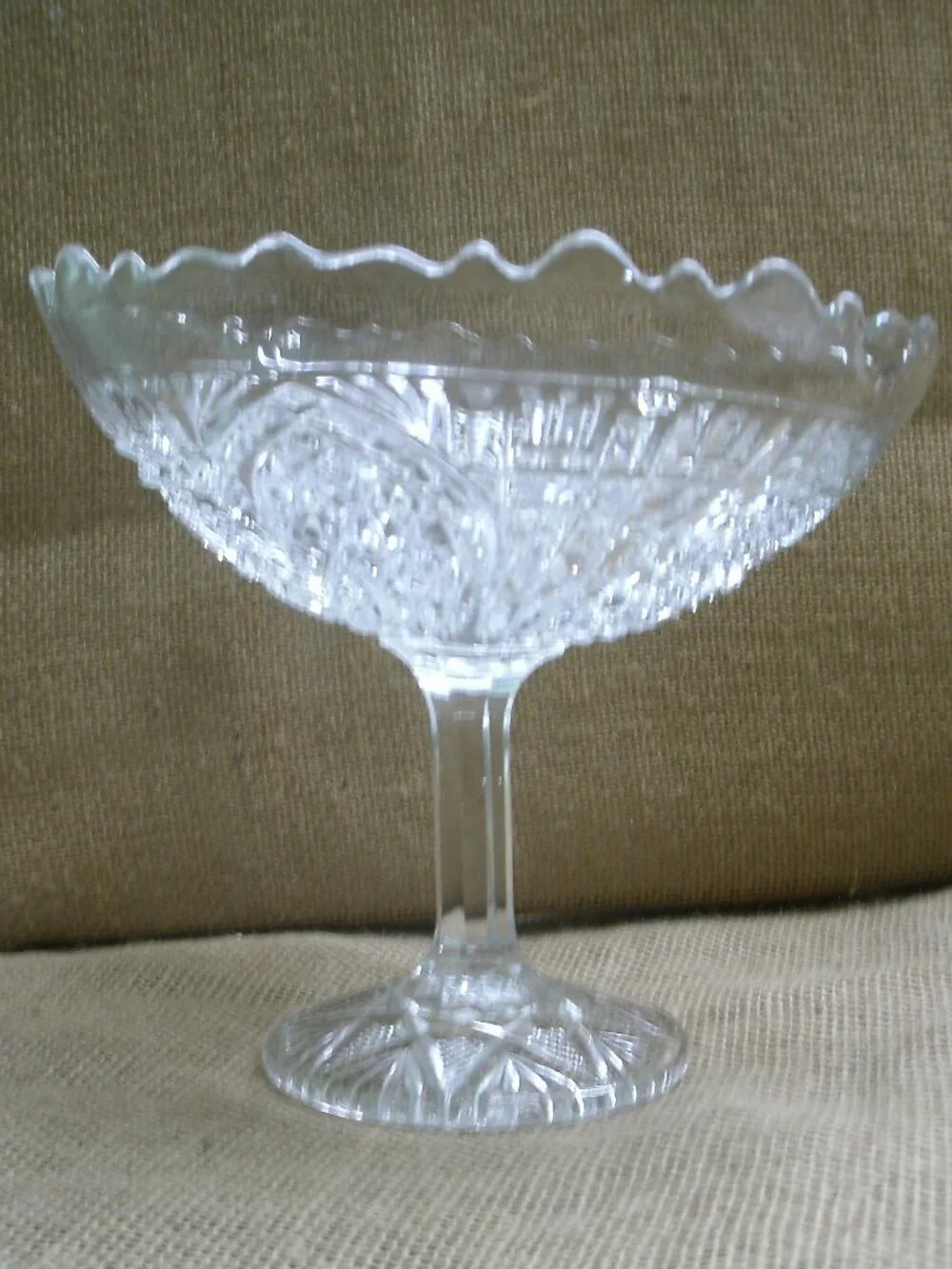 EAPG Fortuna New Martinsville Glass Tall Compote Fruit Bowl